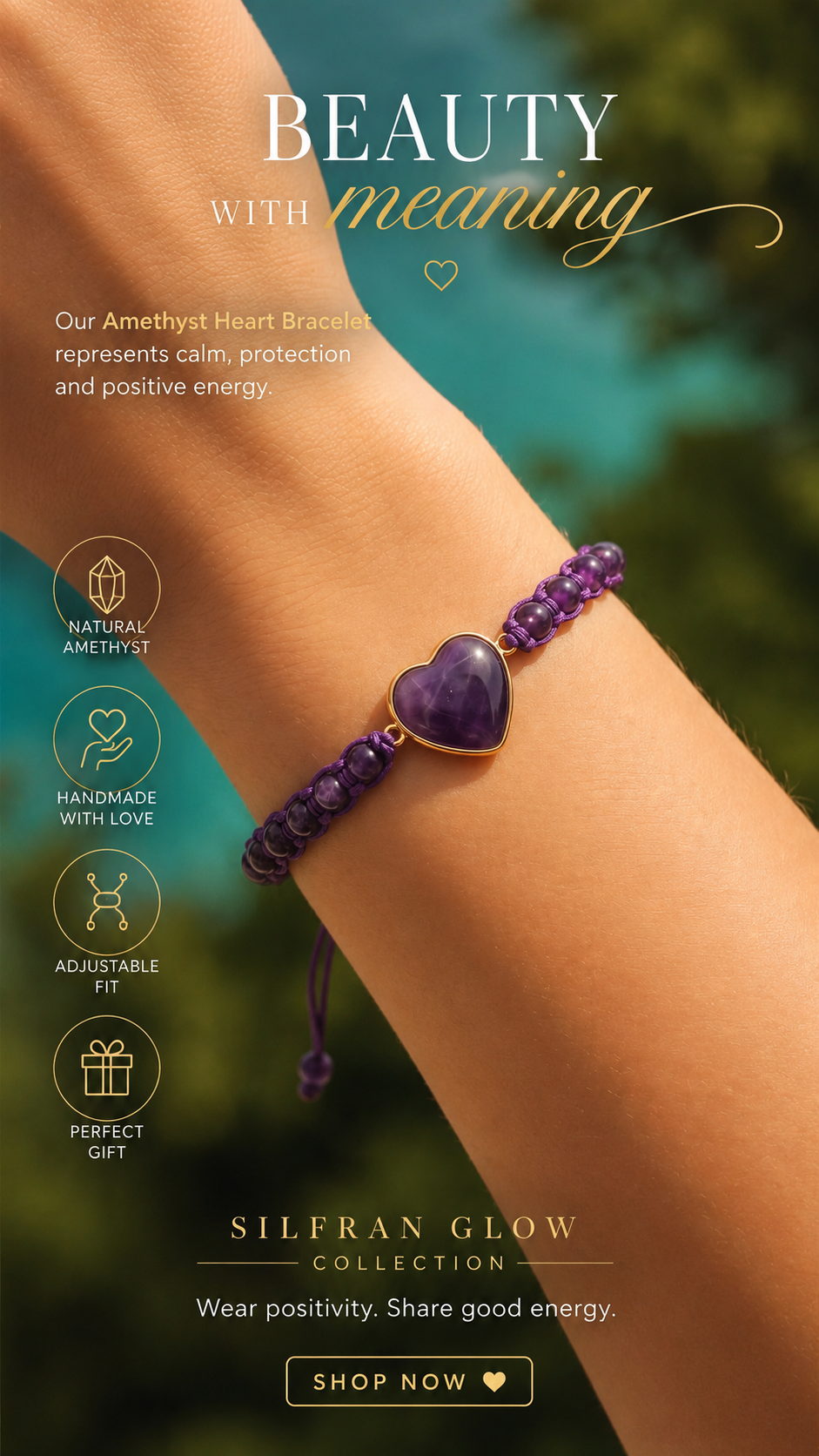 Crystal Heart Charm Bracelet