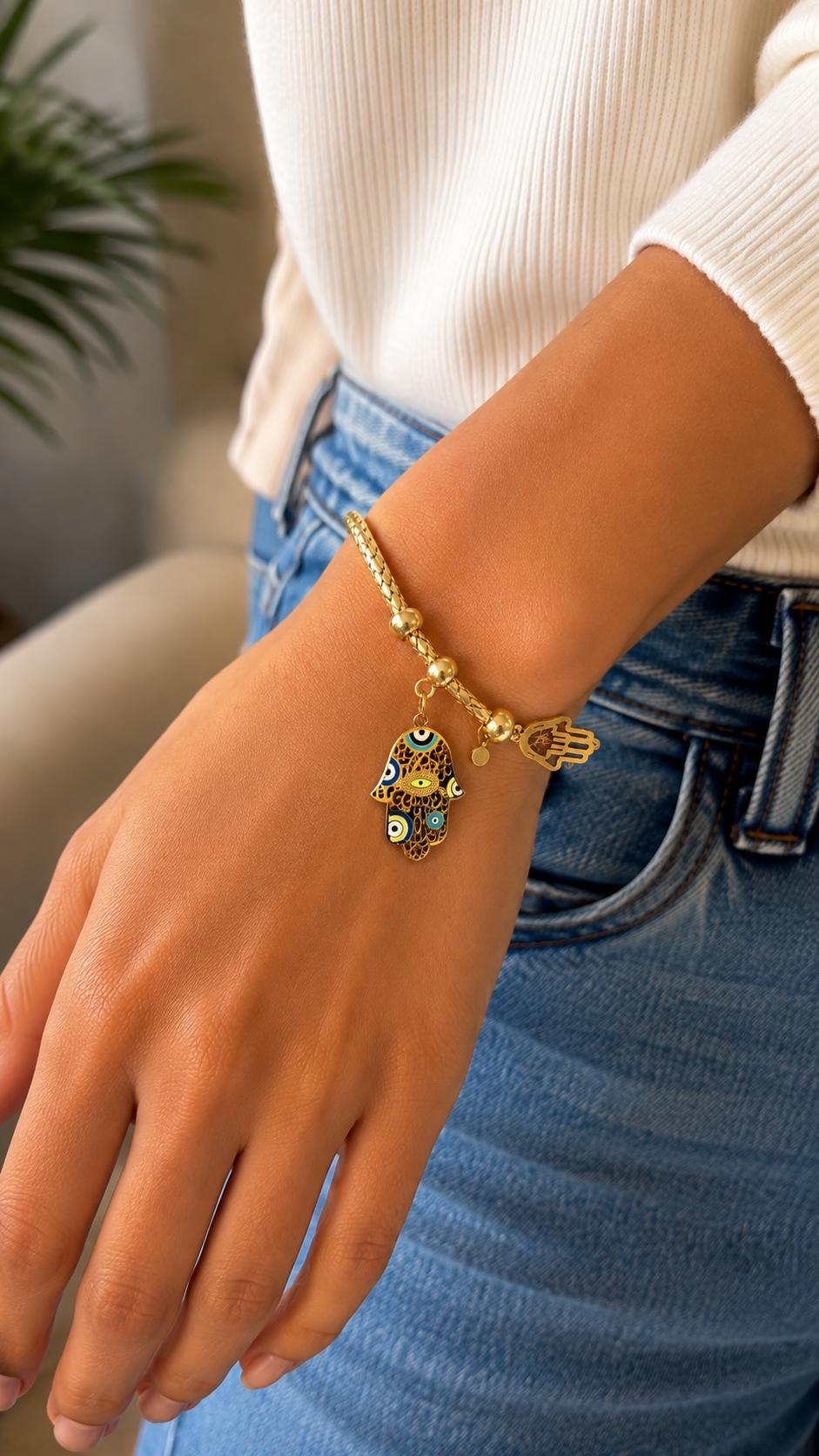 Evil Eye & Hamsa Charm Bracelet