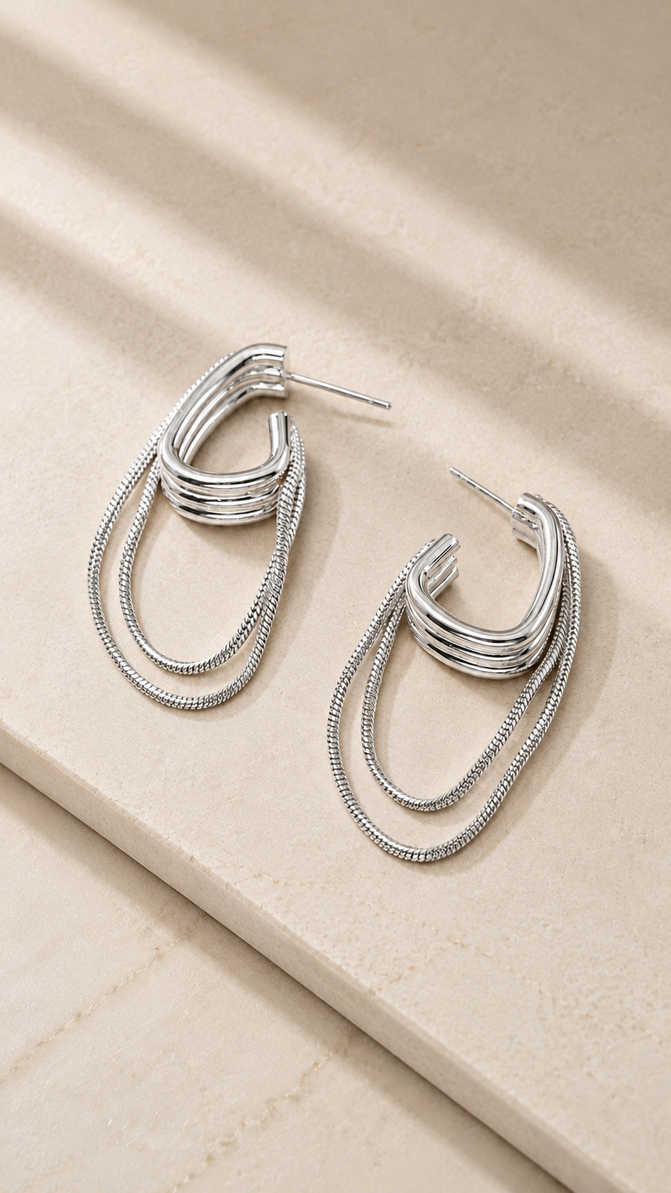 Geometric Layered Tassel Earrings