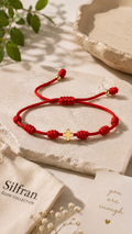 Red Cross Knotted Cord Bracelet