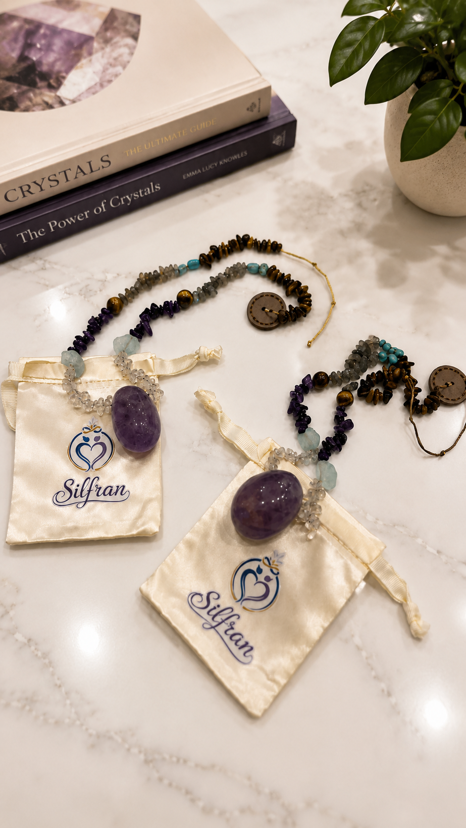 Natural Mixed Gemstone Amethyst Pendant Necklace