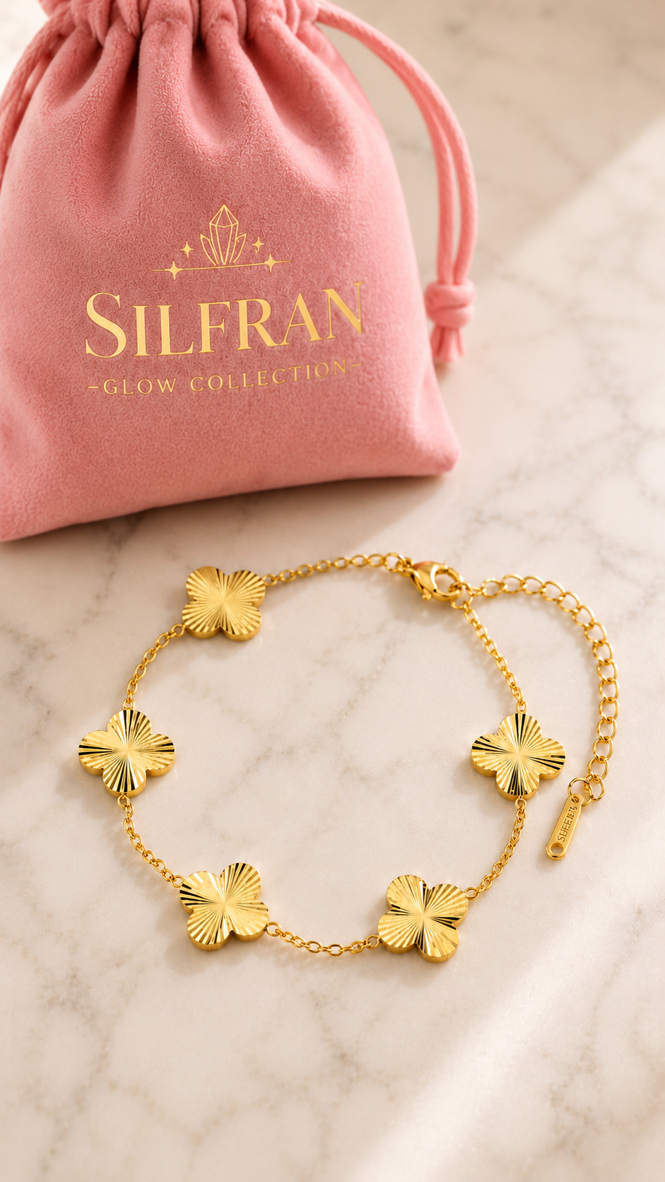 Golden Clover Charm Bracelet