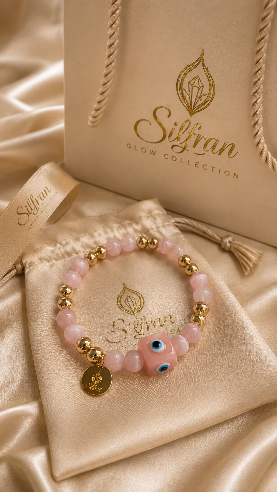 Rose Quartz Evil Eye Bracelet
