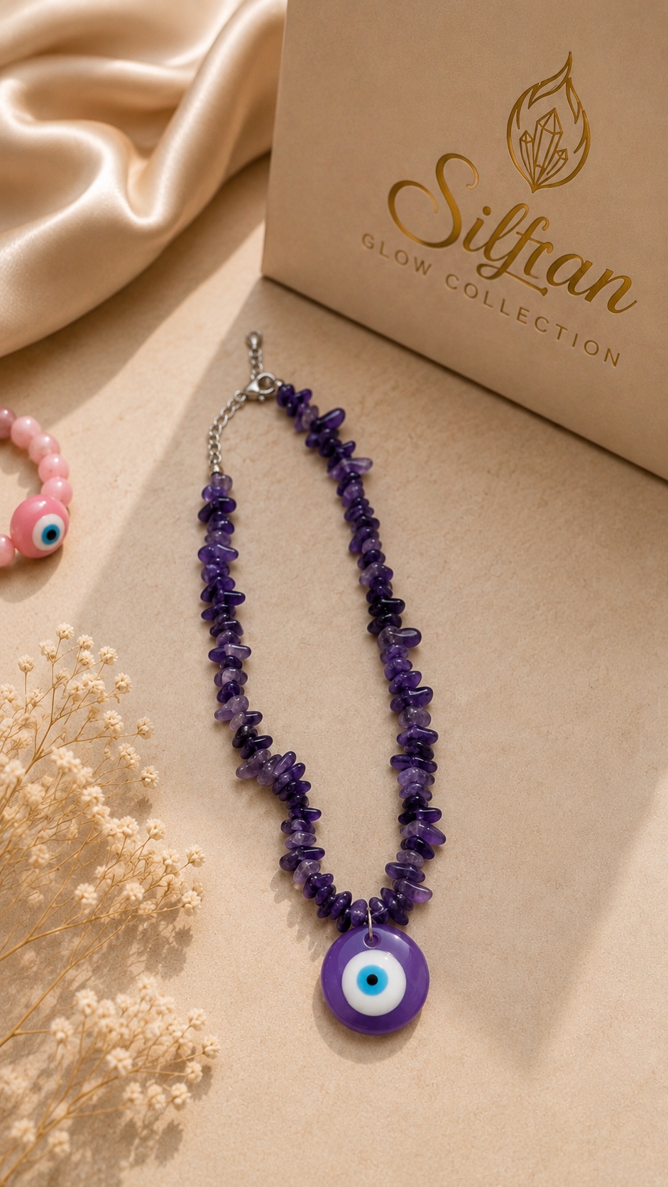 Evil Eye Crystal Chip Necklace