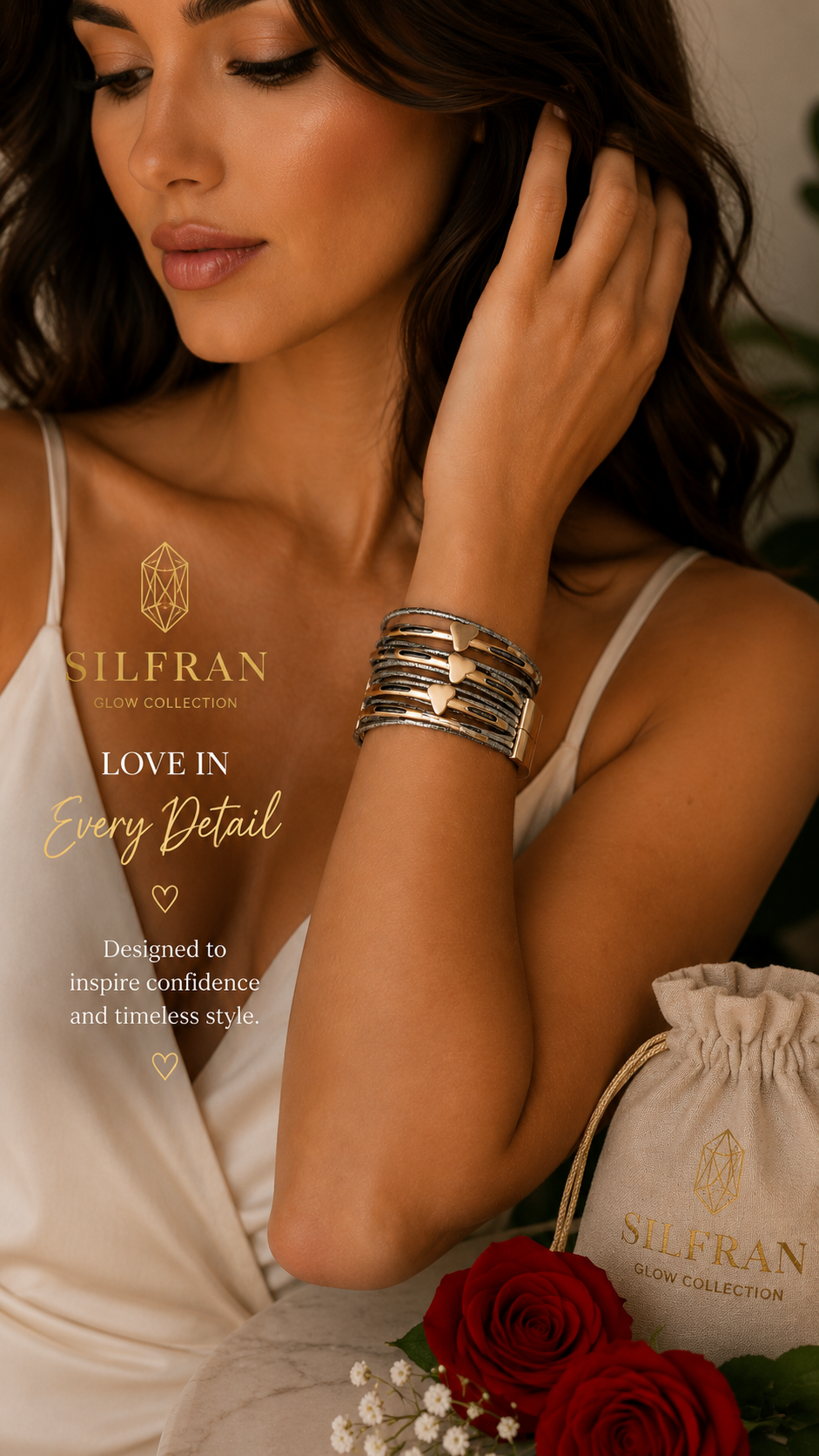 Vintage Multi-Layer Faux Leather Heart Bracelet