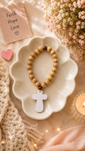 Handmade Wooden Denario Prayer Bracelet with Cross
