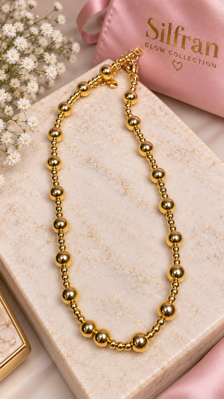 Gold Beaded Choker Necklace