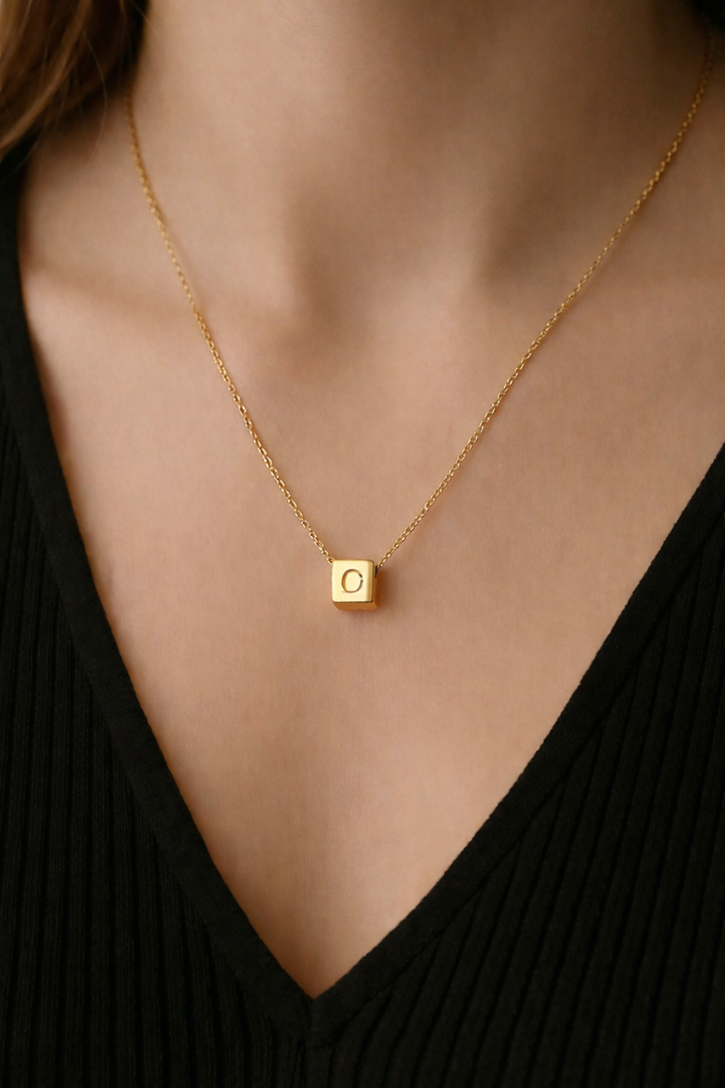 Initial Cube Letter Necklace