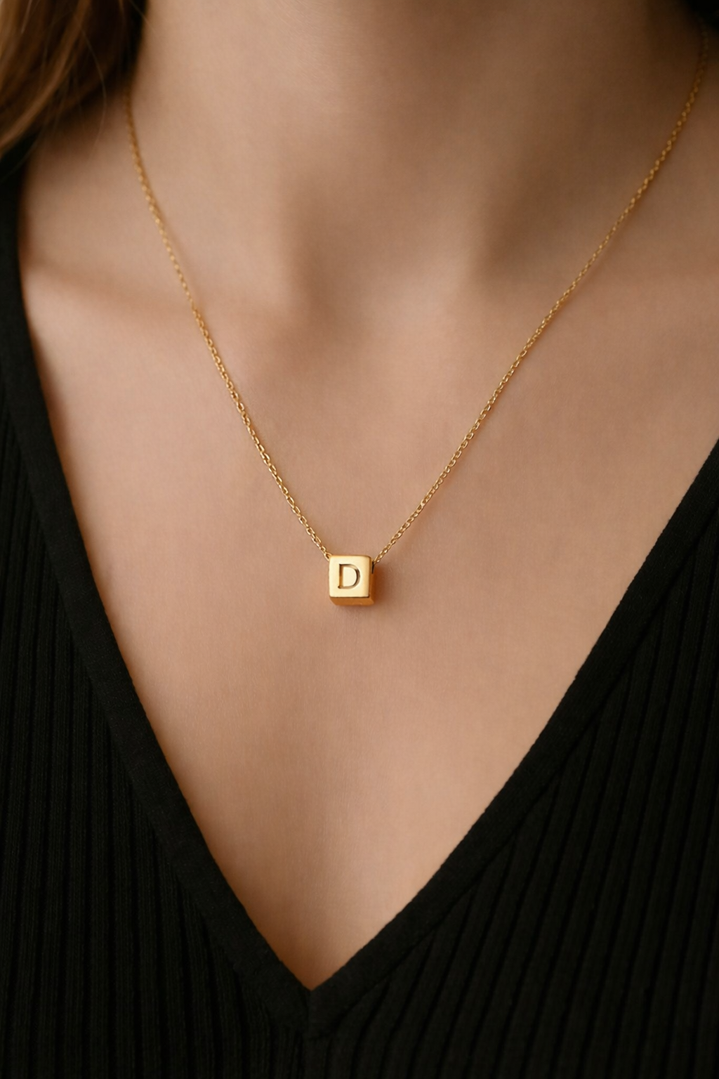 Initial cube Letter Necklace