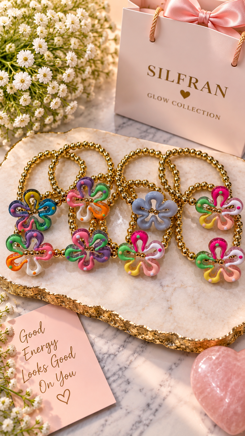 Rainbow Glow Flower Bracelet
