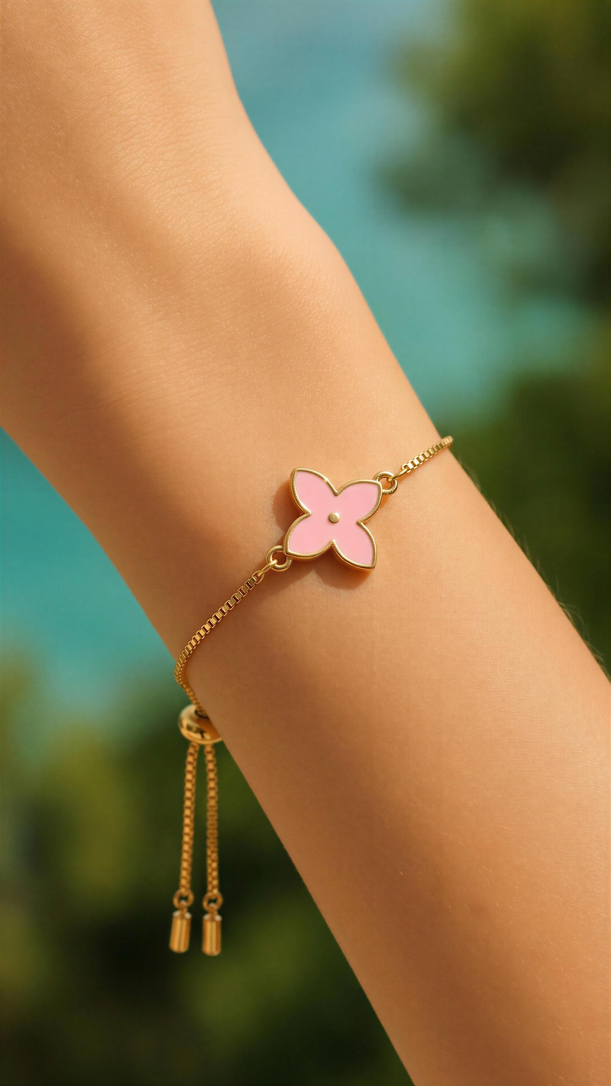 Flower Charm Bracelet – Adjustable Chain