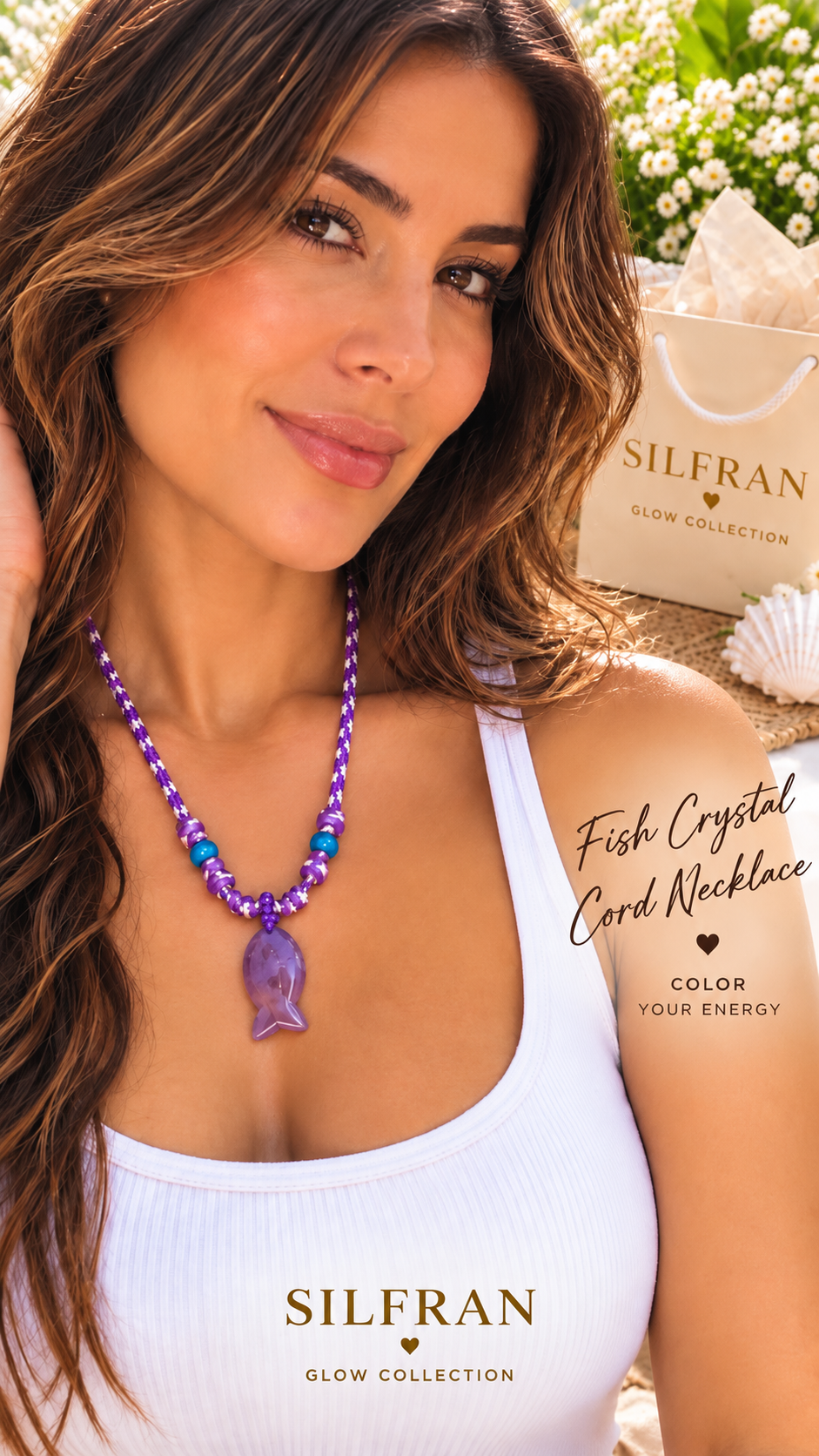 Fish Crystal Cord Necklace