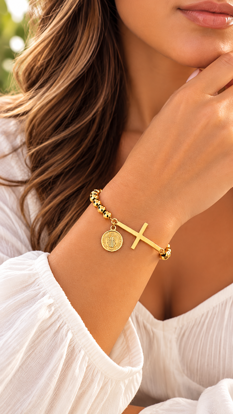 Saint Benedict Cross & Beaded Bracelet