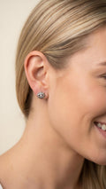 Gold Evil Eye Sun Stud Earrings