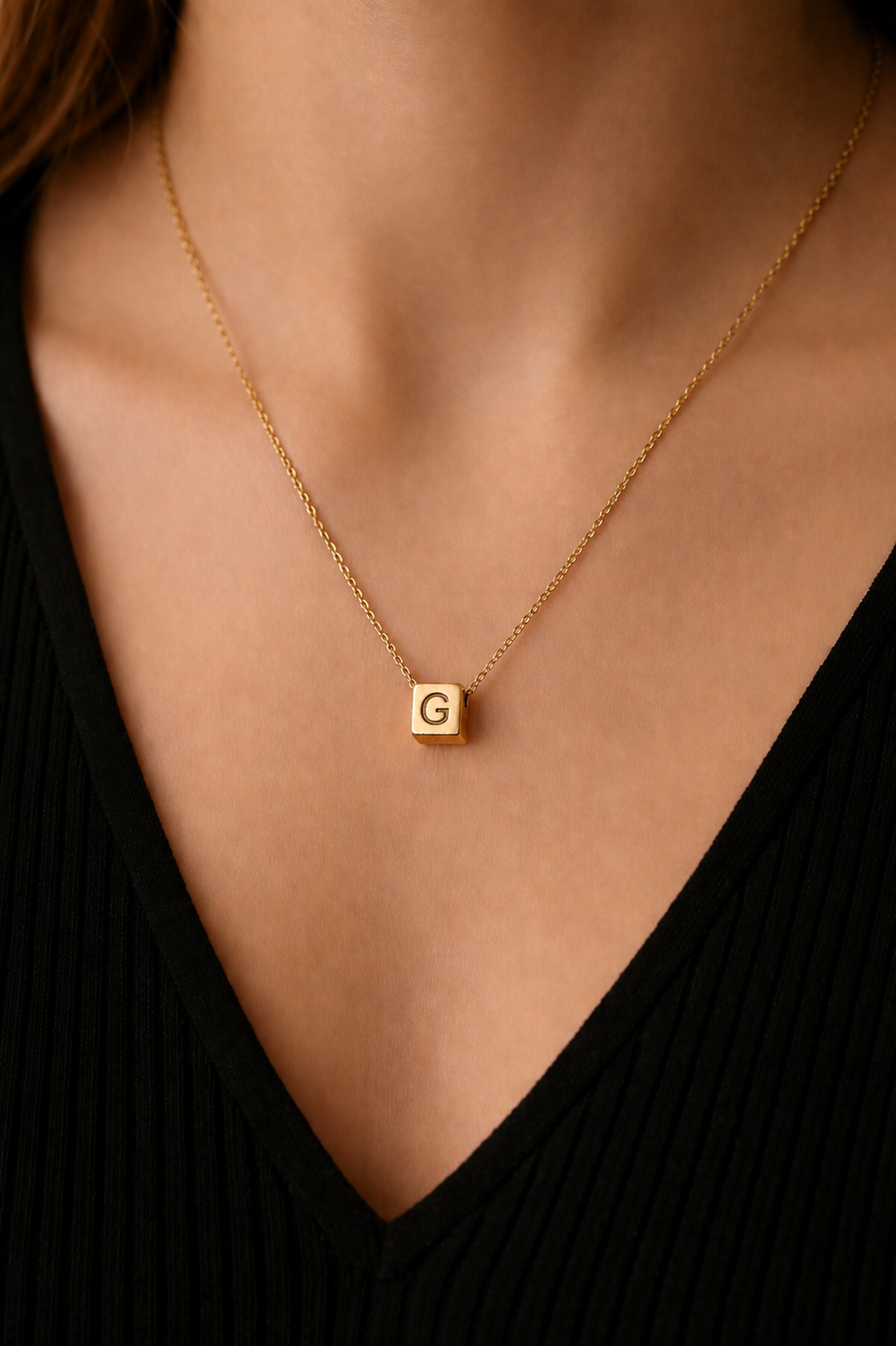 Initial cube Letter Necklace