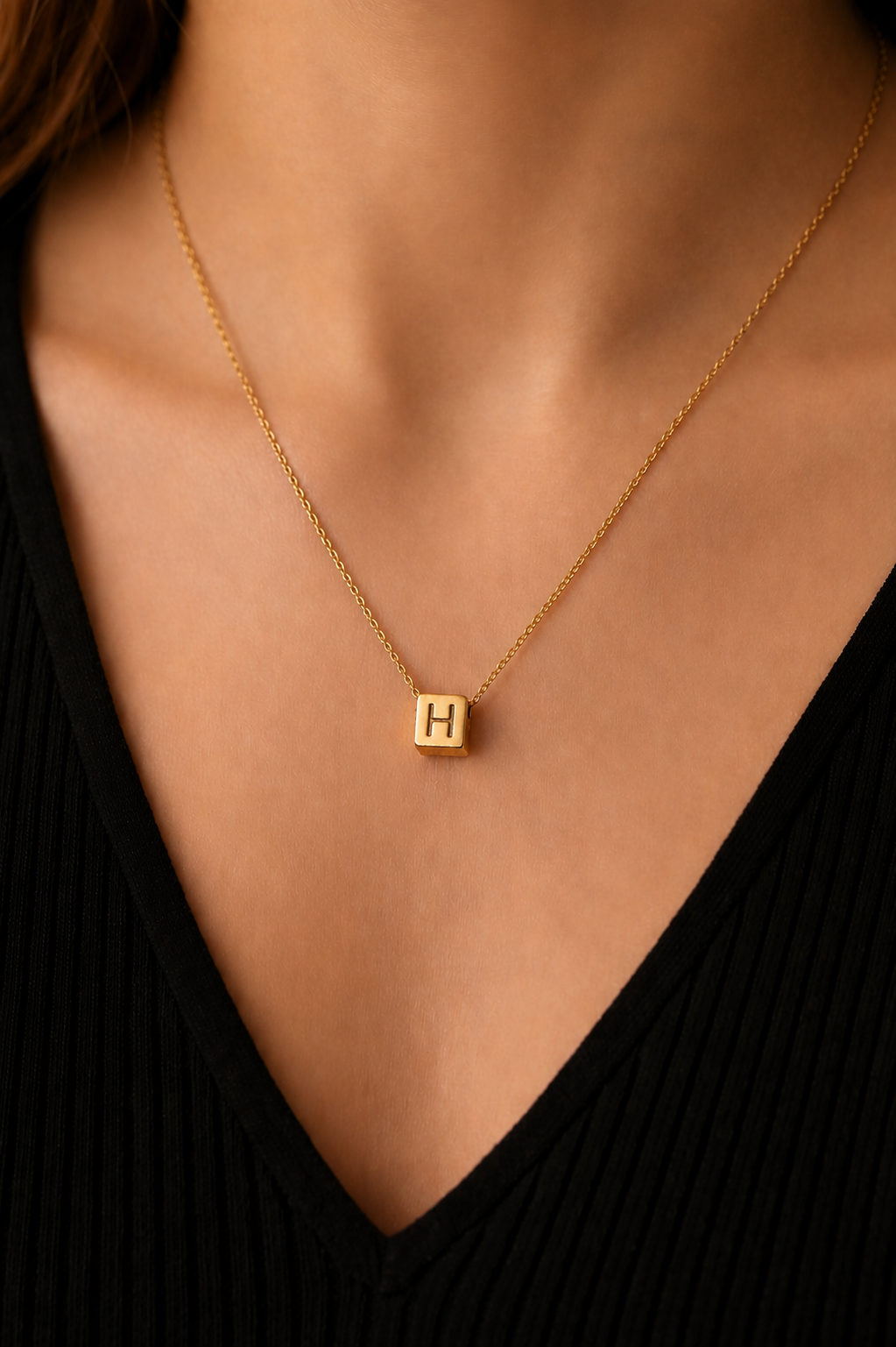 Initial cube Letter Necklace