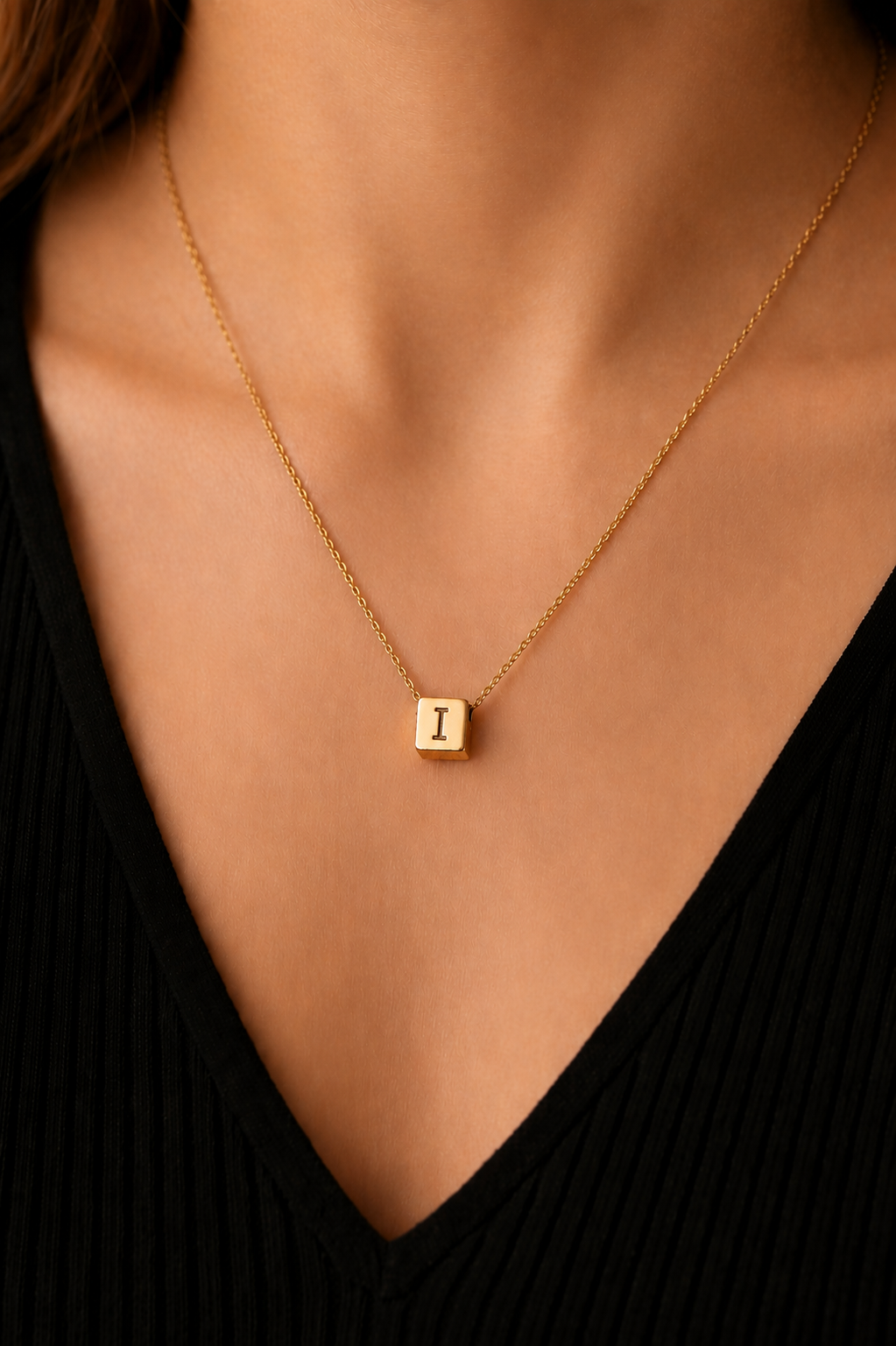 Initial cube Letter Necklace