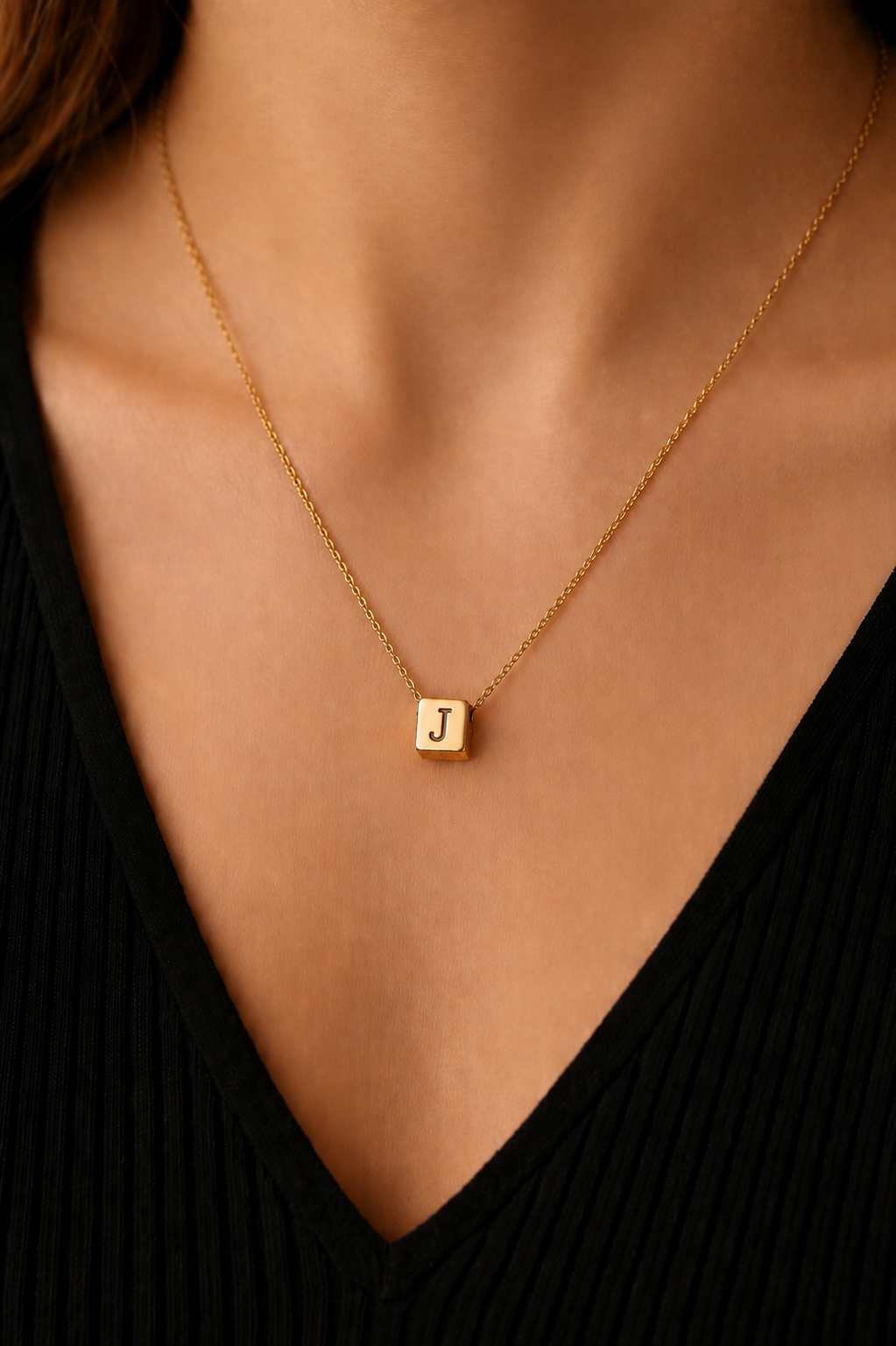 Initial cube Letter Necklace