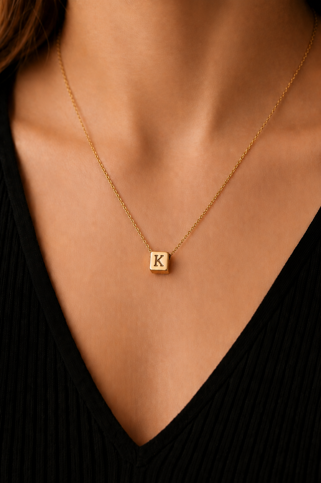 Initial cube Letter Necklace