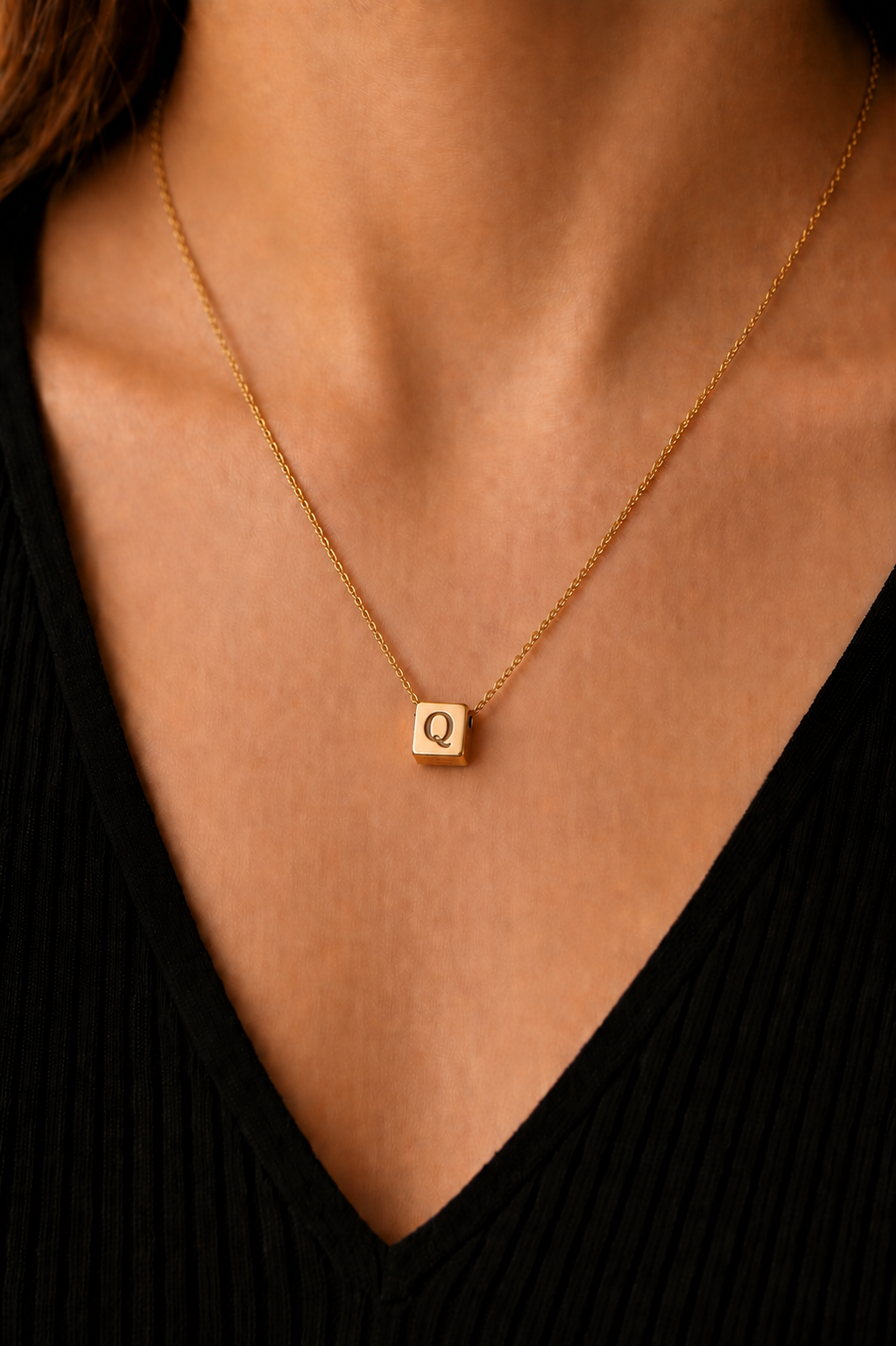 Initial cube Letter Necklace