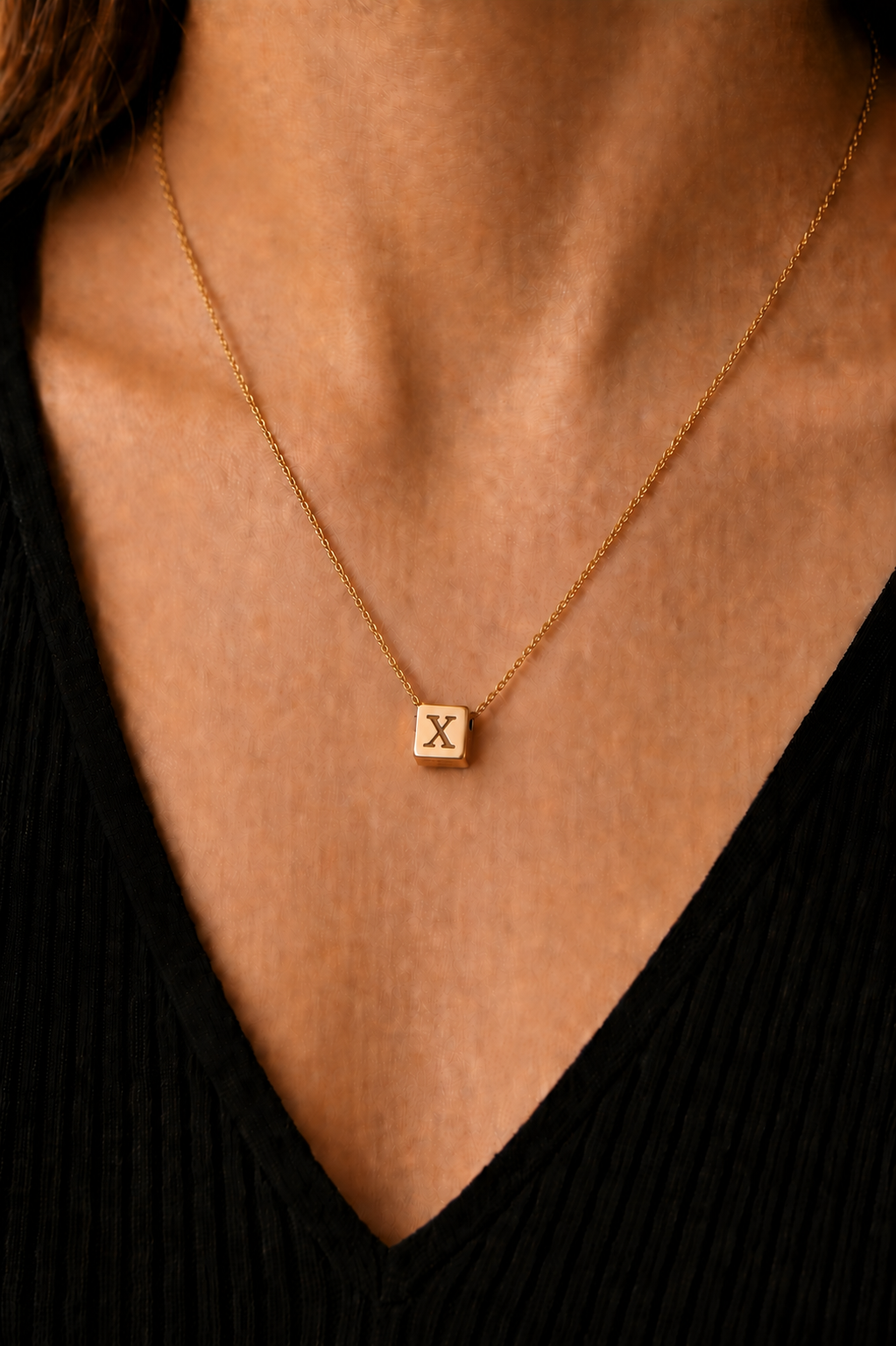 Initial cube Letter Necklace