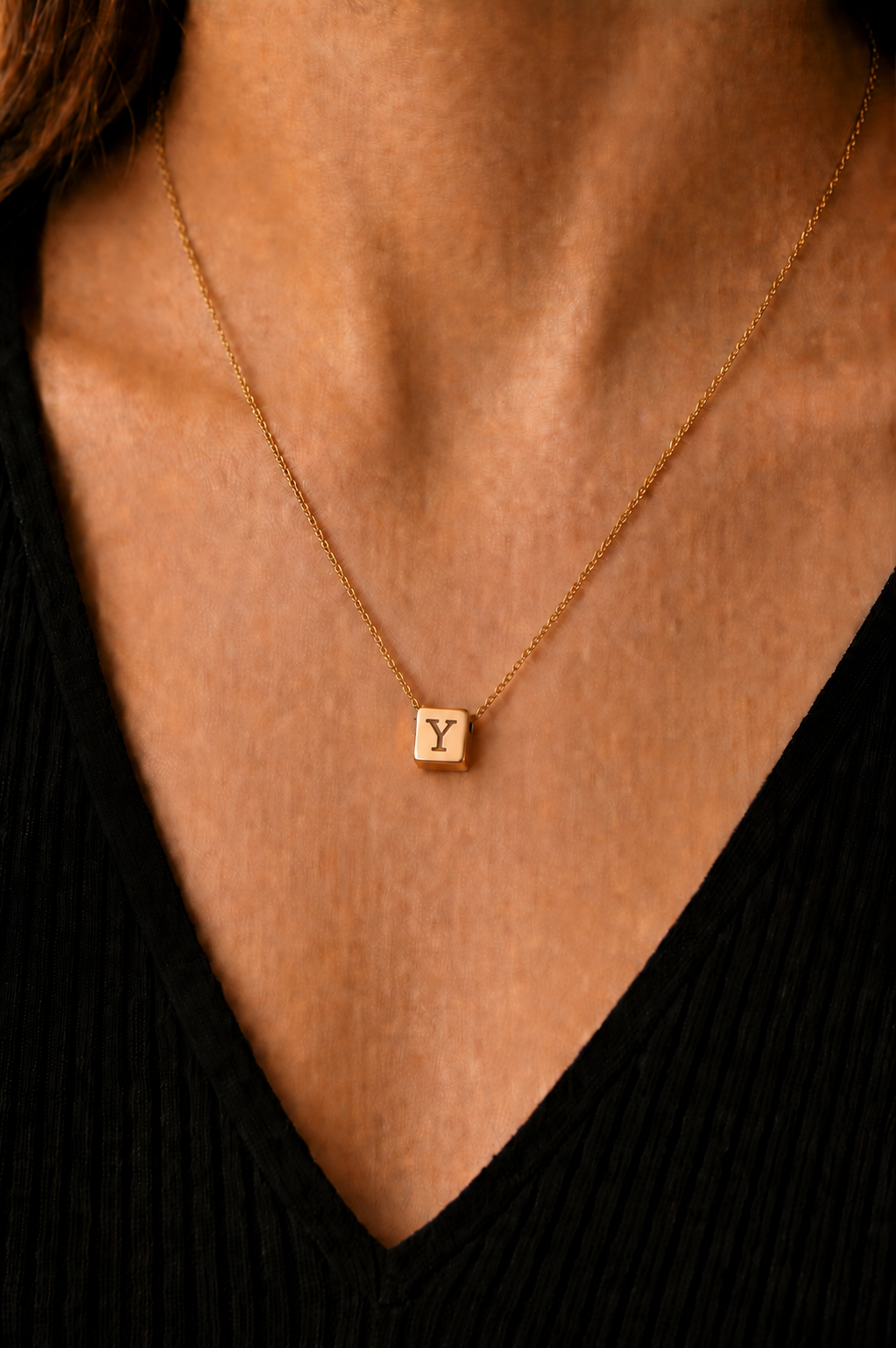 Initial cube Letter Necklace