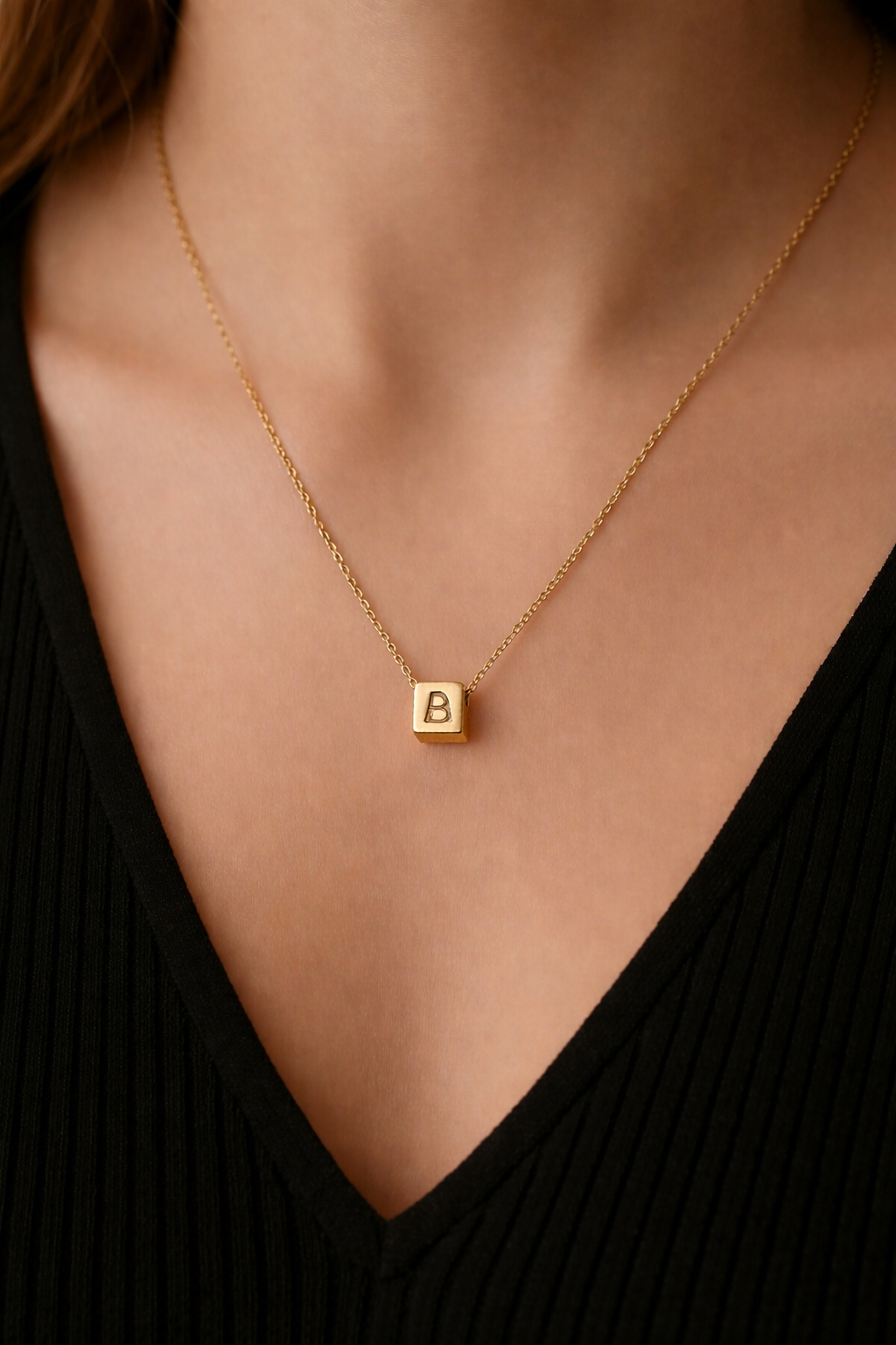 Initial cube Letter Necklace