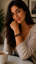 Tiger Eye & Matte Black Bead Adjustable Couple Bracelet Set