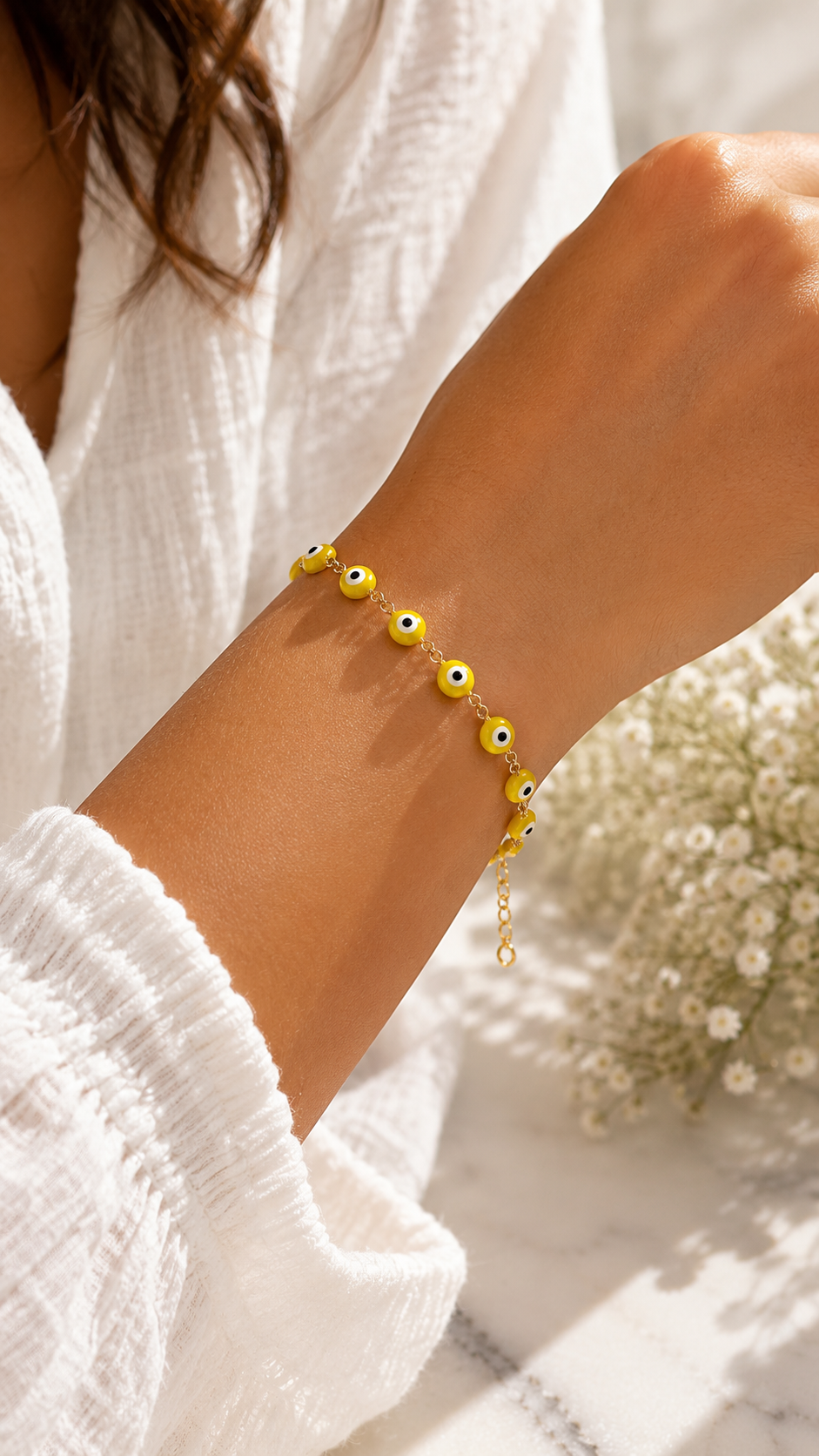 Colorful Evil Eye Beaded Chain Bracelet