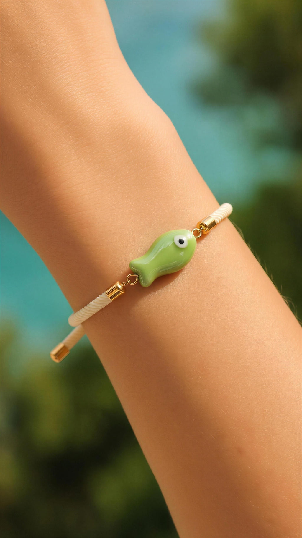 fish charm bracelet with adjustable cord